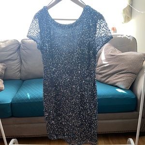 Nile Blue Sequin Sleeve Dress